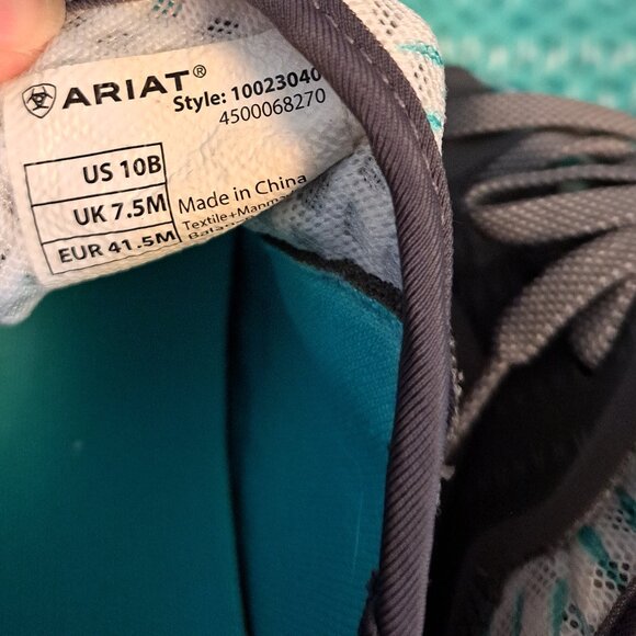 Ariat Women's Fuse athletic shoe in a turquoise and gray ombre mesh design. - Picture 2 of 9